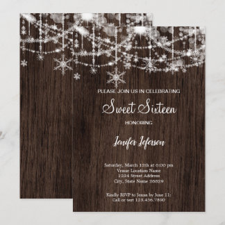 Eleganter Wald Winter Sweet 16Einladung Einladung