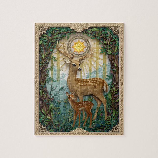 Eleganter Waldhirsch - Paper Quilling Puzzle (Vertikal)