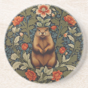 Eleganter Waldmurmeltier-William-Morris-Inspiriert Getränkeuntersetzer