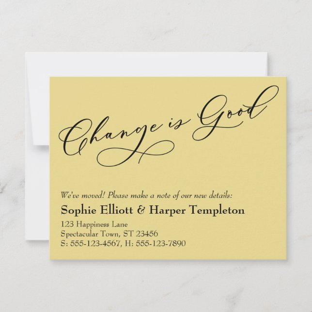 Eleganter Wandel ist eine gute, sich bewegende Gel Mitteilungskarte (Vorderseite)