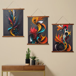 eleganter Wandteppich modern chic stilvoll Mit Holzrahmen