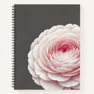 Eleganter warmer Holzkohle-Rosé-Blumen-Botanik Notizbuch