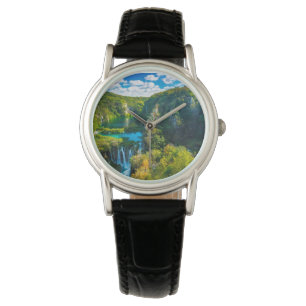Eleganter Wasserfall landschaftlich, Kroatien Armbanduhr