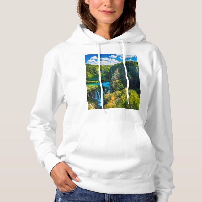 Eleganter Wasserfall landschaftlich, Kroatien Hoodie (Vorderseite)