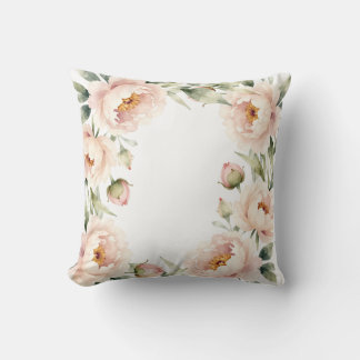 Eleganter Wasserfarbe-Blush-Pfingstrosen-Blumenhin Kissen