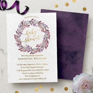 Eleganter Wasserfarbe Lorbeerkranz Baby Shower Ech Folieneinladung