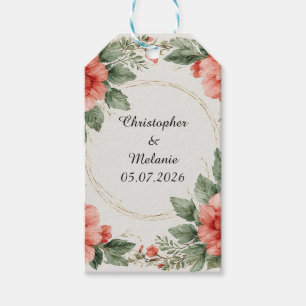 Eleganter Wasserfarben-Blumenrahmen Geschenkanhänger