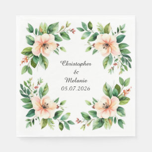 Eleganter Wasserfarben-Blumenrahmen Serviette