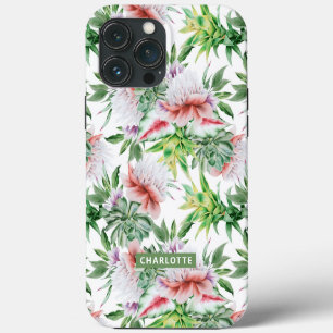 Eleganter Wasserfarben-Botanischer-Blumen-Name iPhone 13 Pro Max Hülle
