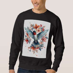 Eleganter Wasserfarben-Kolibri Sweatshirt