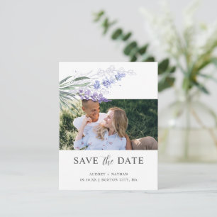 Eleganter Wasserfarben-Lavendel-Foto-Hochzeits-QR- Save The Date