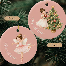 Eleganter Wasserfarben-Nussknacker-Ballerina-Balle Keramik Ornament