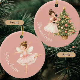 Eleganter Wasserfarben-Nussknacker-Ballerina-Balle Keramik Ornament