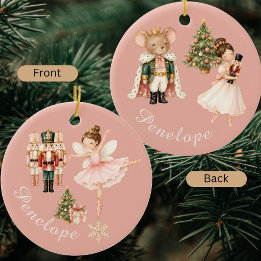 Eleganter Wasserfarben-Nussknacker-Ballerina-Balle Keramik Ornament