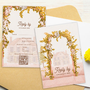 Eleganter Wasserfarben-Rustikal-Garten-Bogen-Hochz RSVP Karte