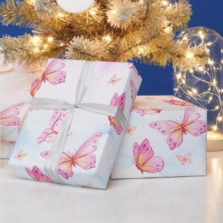 Eleganter Wasserfarben-Schmetterlings-Geburtstag f Geschenkpapier