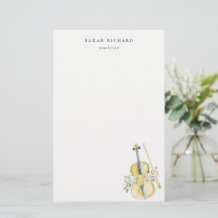 Eleganter Wasserfarben-Violin-Musiker-Musiklehrer Briefpapier
