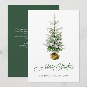 Eleganter Wasserfarben-Weihnachts-Kiefer-Gruß Feiertagskarte