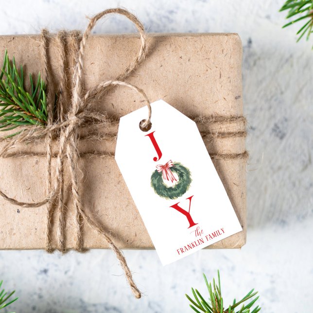 Eleganter Wasserfarben-Weihnachtskranz Freude Geschenkanhänger (Von Creator hochgeladen)