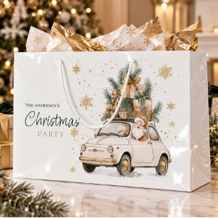 Eleganter Wasserfarben-Weihnachtsmann-Auto-Schnee- Große Geschenktüte