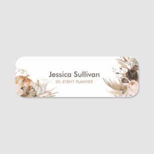 Eleganter Wasserfarbenfall Floral Klassischer Name Namensschild
