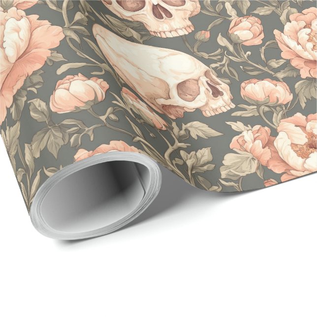 Eleganter Wasserfarbenfroher Halloween Skull Geschenkpapier (Rolleneckpunkt)