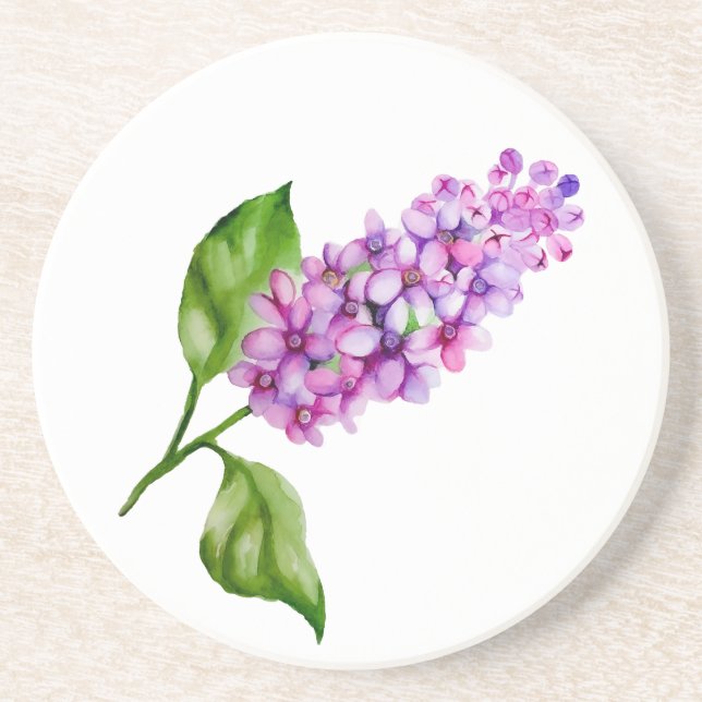 Eleganter Wasserfarbenlila-Zweig Getränkeuntersetzer (Vorne)
