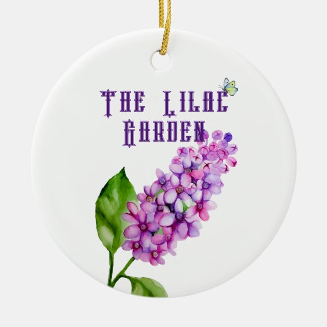 Eleganter Wasserfarbenlila-Zweig Keramik Ornament (Vorne)