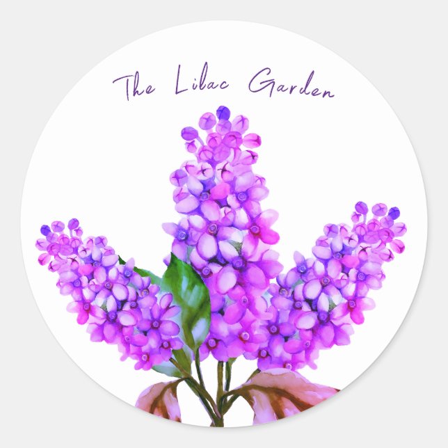 Eleganter Wasserfarbenlila-Zweig Runder Aufkleber (Vorderseite)