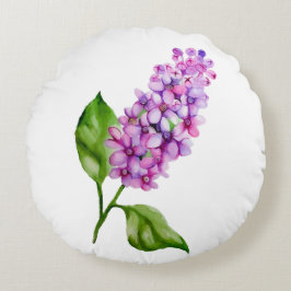 Eleganter Wasserfarbenlila-Zweig Rundes Kissen