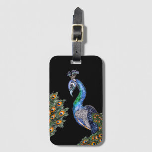 Eleganter Wasserfarbenpfau Gepäckanhänger