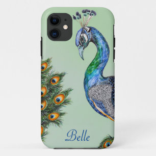 Eleganter Wasserfarbenpfau Personalisiert Case-Mate iPhone Hülle