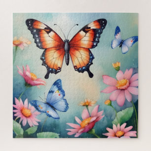 Eleganter Wasserfarbenschmetterlings-Kunst Druck Puzzle