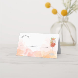 Eleganter Watercolor-Aperol-Spritz-Brautabschied Platzkarte