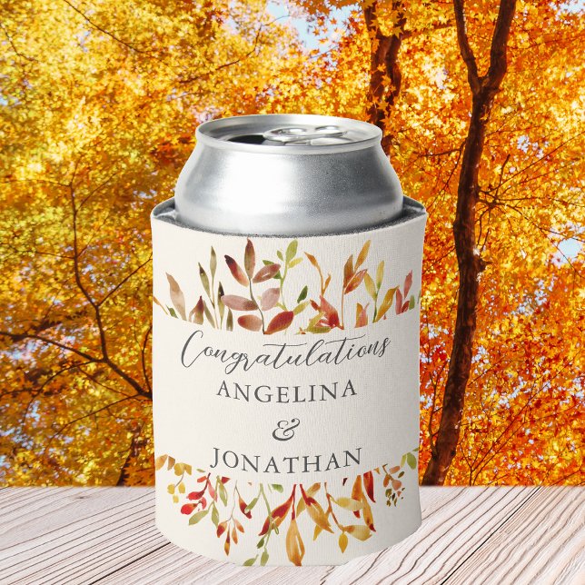 Eleganter Watercolor Autumn lässt eine maßgeschnei Dosenkühler (Von Creator hochgeladen)