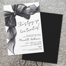 Eleganter Watercolor Black Bow Birthday Einladung