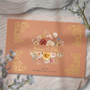 Eleganter Watercolor Blumengarten Hochzeit Gästebuch