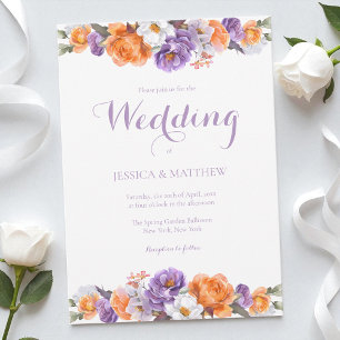 Eleganter Watercolor Blumenlavender Lila Hochzeit Einladung