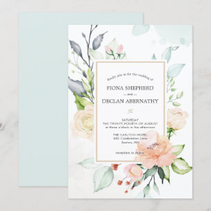 Eleganter Watercolor Blush Pink Floral Wedding Inv Einladung