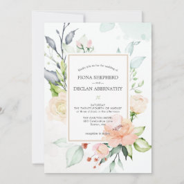 Eleganter Watercolor Blush Pink Floral Wedding Inv Einladung