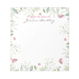 Eleganter Watercolor Botanischer Personalisierter  Notizblock