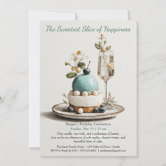 Eleganter Watercolor Cake zum Geburtstag Einladung