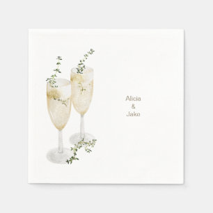 Eleganter Watercolor Champagne Glass Cocktail Serviette