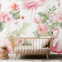 Eleganter Watercolor Flamingo & Tropical Floral Pa