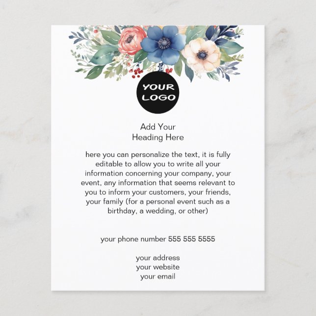 Eleganter Watercolor Floral Business Flyer (Vorne)