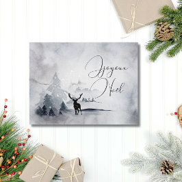 Eleganter Watercolor Forest Deer Nature Christmas Feiertagspostkarte