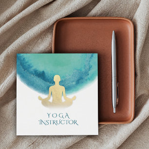 Eleganter Watercolor Gold Meditation Yoga Instruct Quadratische Visitenkarte