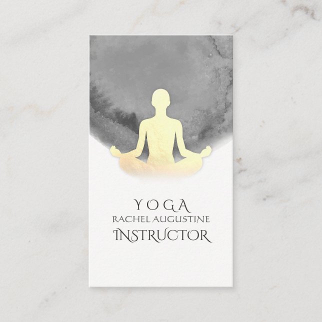 Eleganter Watercolor Gold Meditation Yoga Instruct Visitenkarte (Vorderseite)