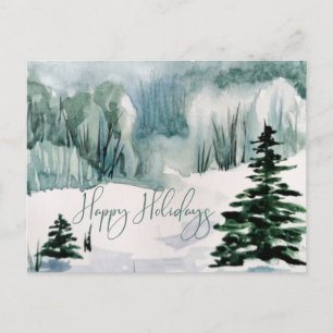 Eleganter Watercolor Happy Holidays Winterurlaub Postkarte