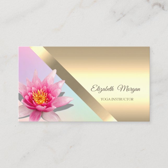 Eleganter Watercolor Lotus Blume Yoga Instructor Visitenkarte (Vorderseite)